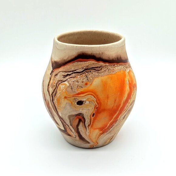 Vintage Handmade Nemadji Pottery USA Clay Vase - Picture 1 of 7
